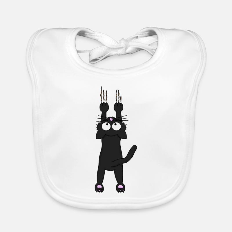 Chat noir - Bavoir bio Bébé - blanc