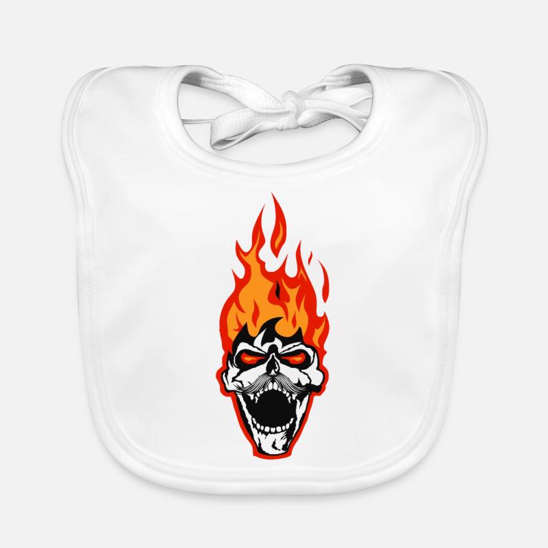 skull skull flame fire crane flame Organic Baby Bibs