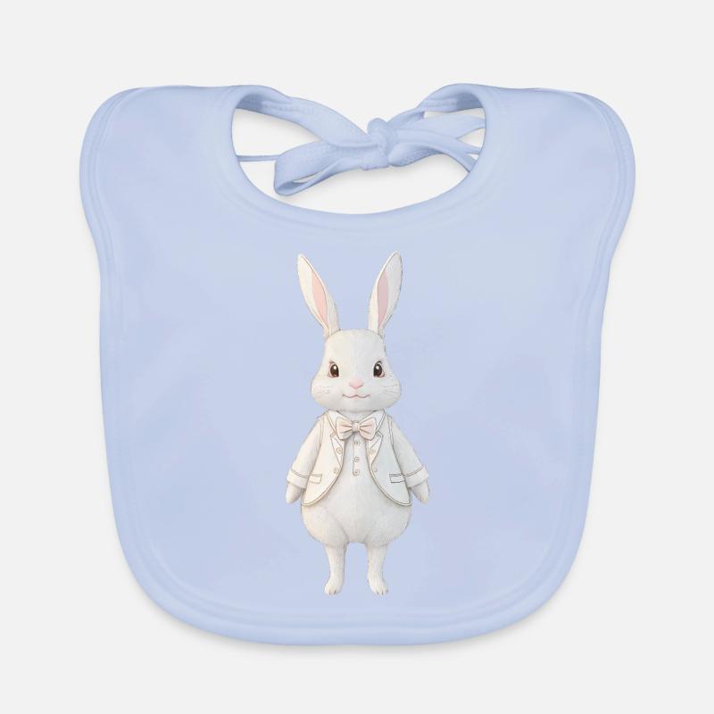 Lapin mignon blanc 2 Bavoir bio Bébé
