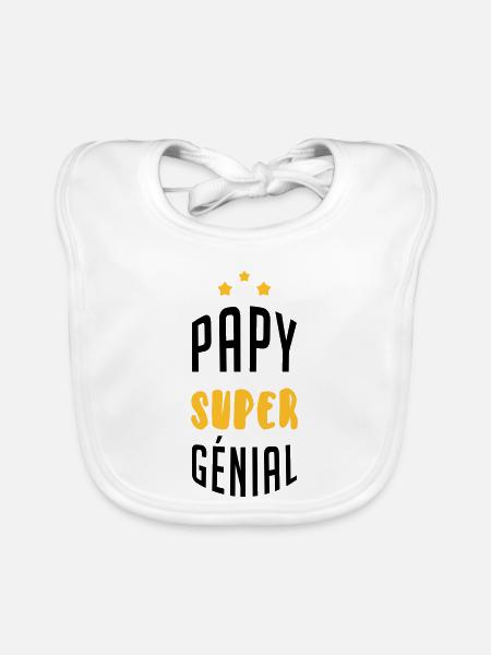 Papy Papi Grand-Père Retraite famille - Bavoir bio Bébé - blanc - Devant