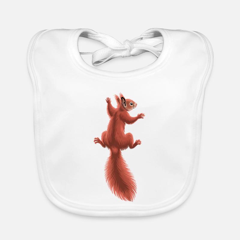 Cute climbing red squirrel Organic Baby Bibs