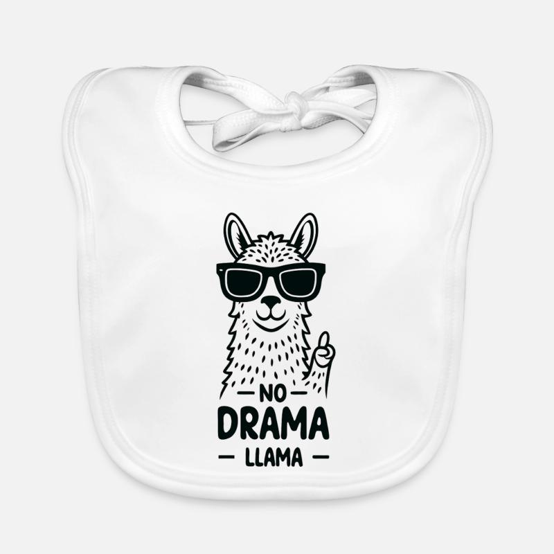 No Drama Llama funny cool alpaca with glasses Organic Baby Bibs
