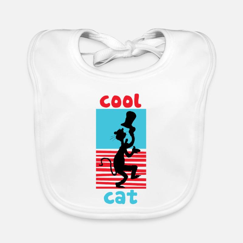 Le Chat Chapeauté Design Chat Cool Bleu-Rouge Bavoir bio Bébé