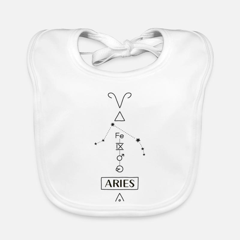 Aries - Aries Zodiac - black Organic Baby Bibs