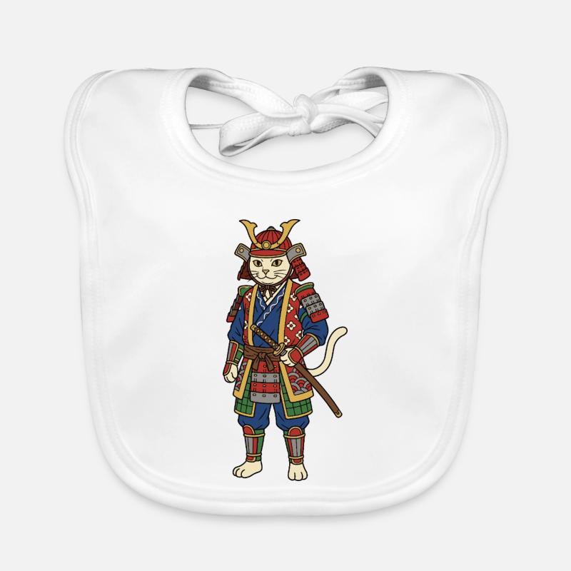 cat samurai Organic Baby Bibs
