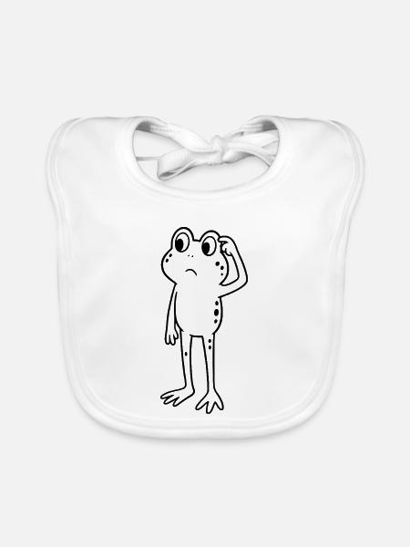 Frosch grübeln überlegen - Baby Bio-Lätzchen - Weiß