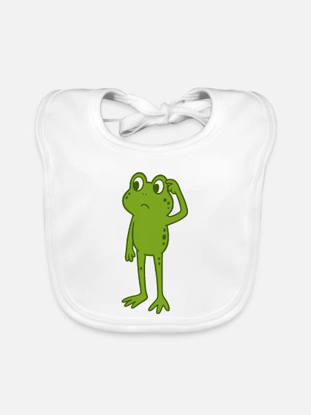 Frosch kratzt sich am Kopf - Baby Bio-Lätzchen - Weiß