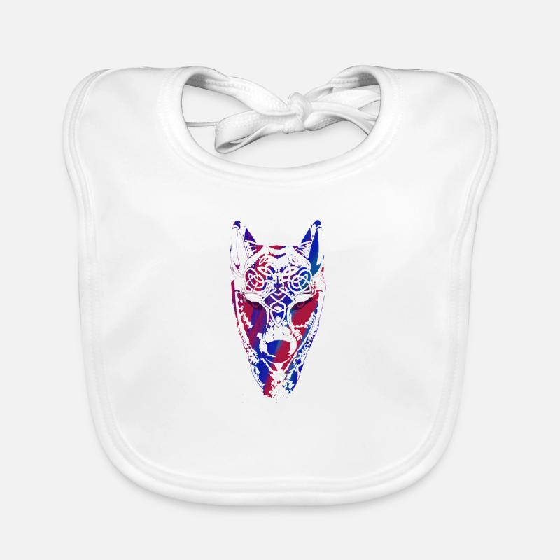 Loup, Vikings, Teutons, Asgard, Midgard, Valhalla - Bavoir bio Bébé - blanc