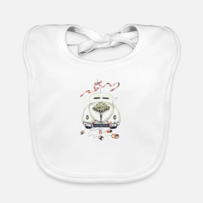 mariage - Bavoir bio Bébé - blanc