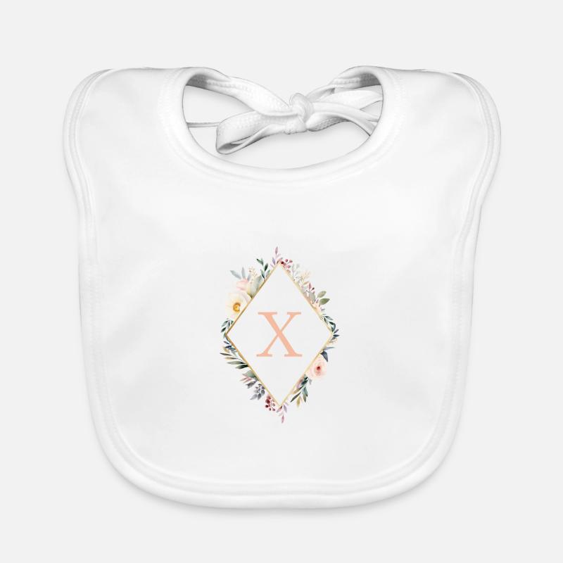 X monogramme, Floral, Boho Bavoir bio Bébé