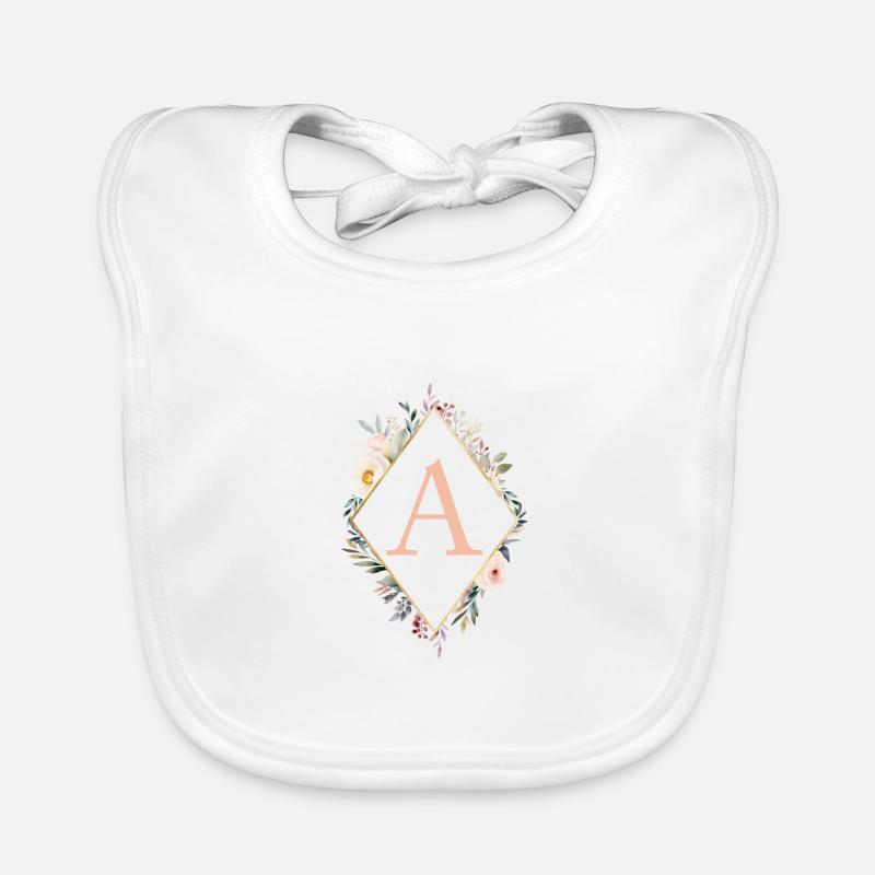 Un monogramme, Floral, Boho Bavoir bio Bébé