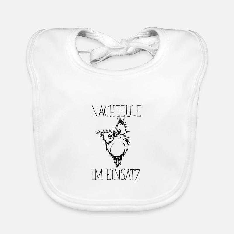 Nachteule im Einsatz Eule Müde Krankenschwester Baby Bio-Lätzchen