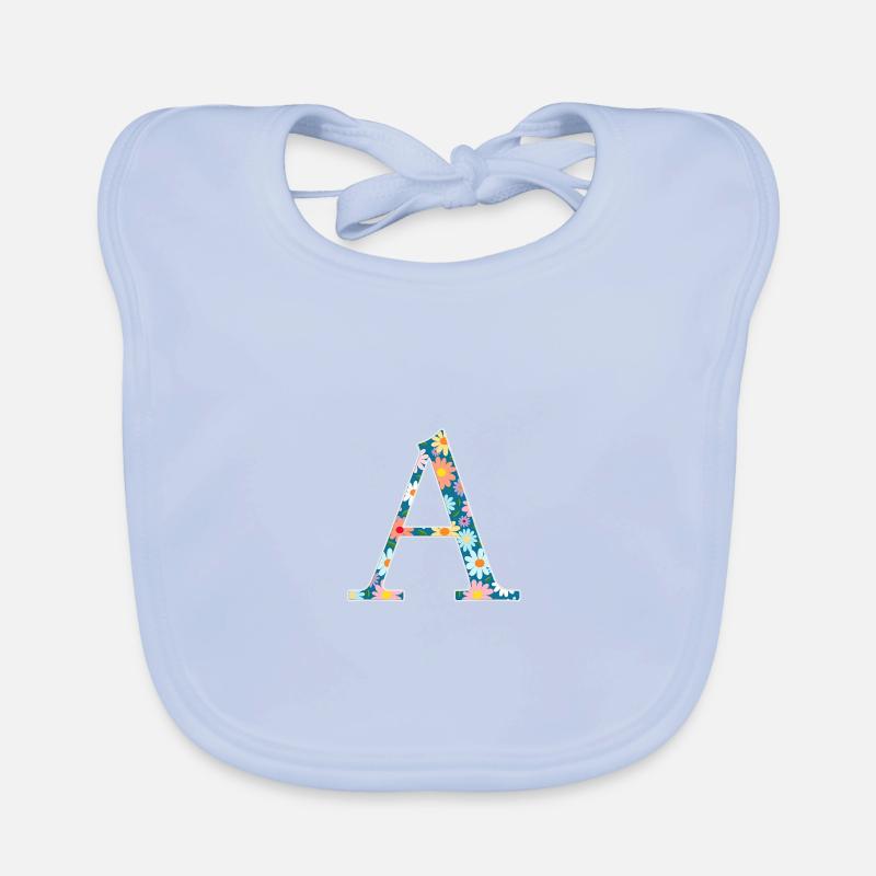 Customizable Monogram A Floral Pattern Organic Baby Bibs