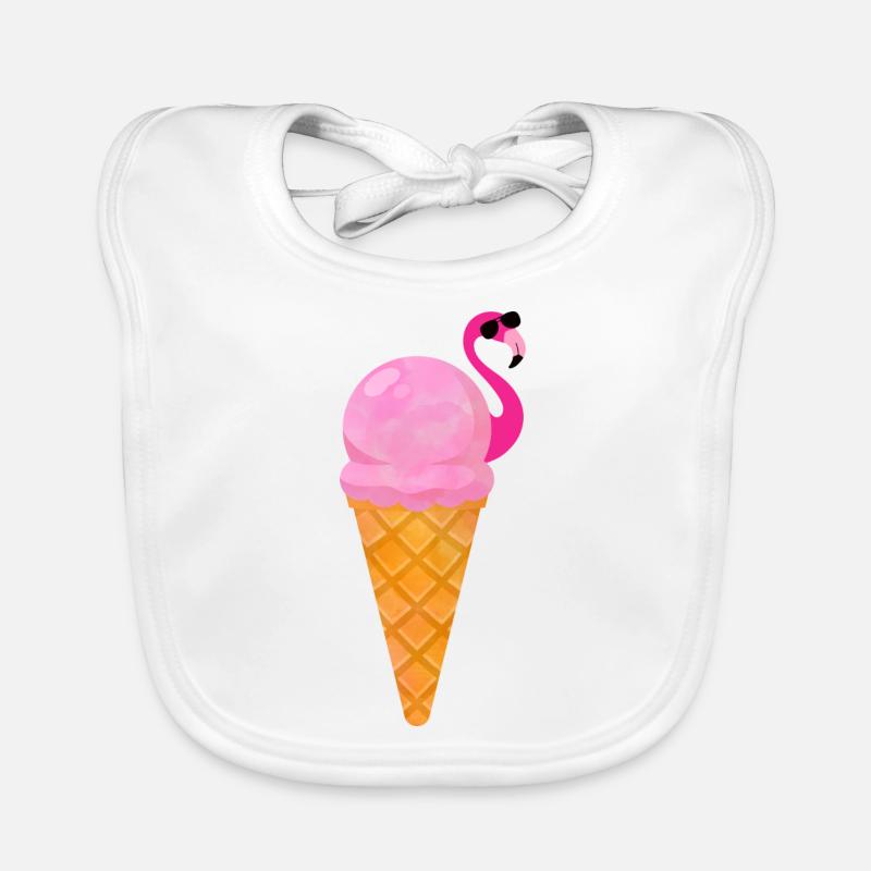 Crème glacée Gaufre Crème glacée Crème glacée Scoop Flamingo Crème glacée Bavoir bio Bébé