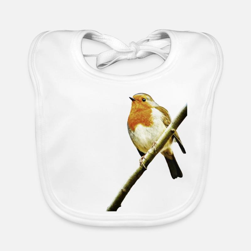 rouge-gorge - Bavoir bio Bébé - blanc