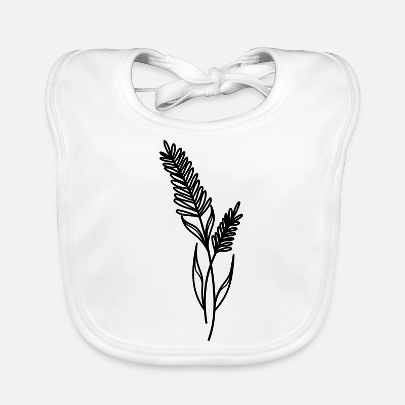 Wild flower boho line art Organic Baby Bibs