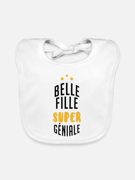 belle-fille / beau-fils / beau fils / belle fille - Bavoir bio Bébé - blanc - Devant
