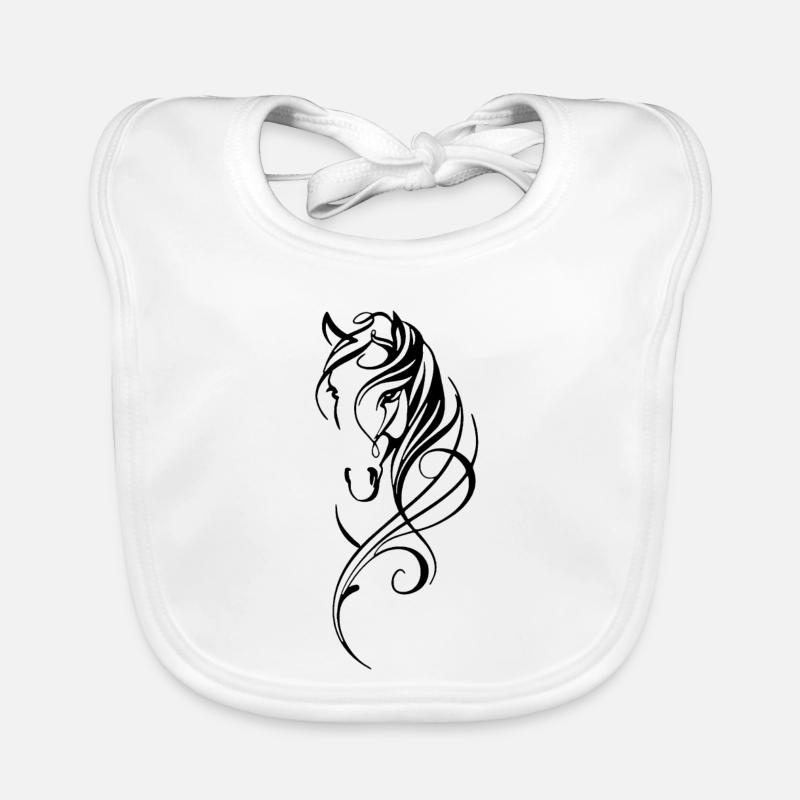 Cheval abstrait noir - Bavoir bio Bébé - blanc