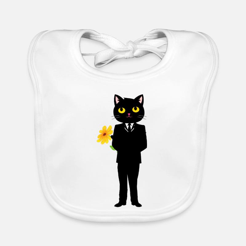 Chat élégant en costume avec une fleur Bavoir bio Bébé