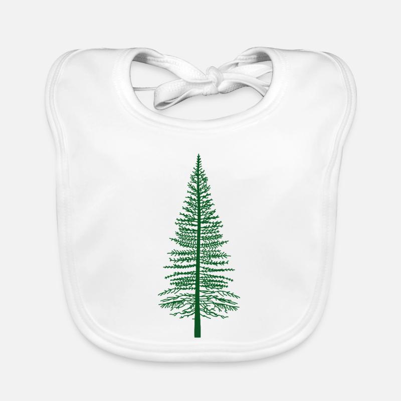 Green Fir Tree Silhouette Organic Baby Bibs