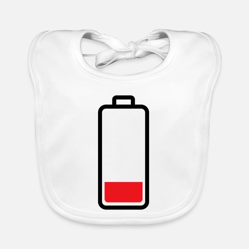 schwache Batterie - Baby Bio-Lätzchen - Weiß