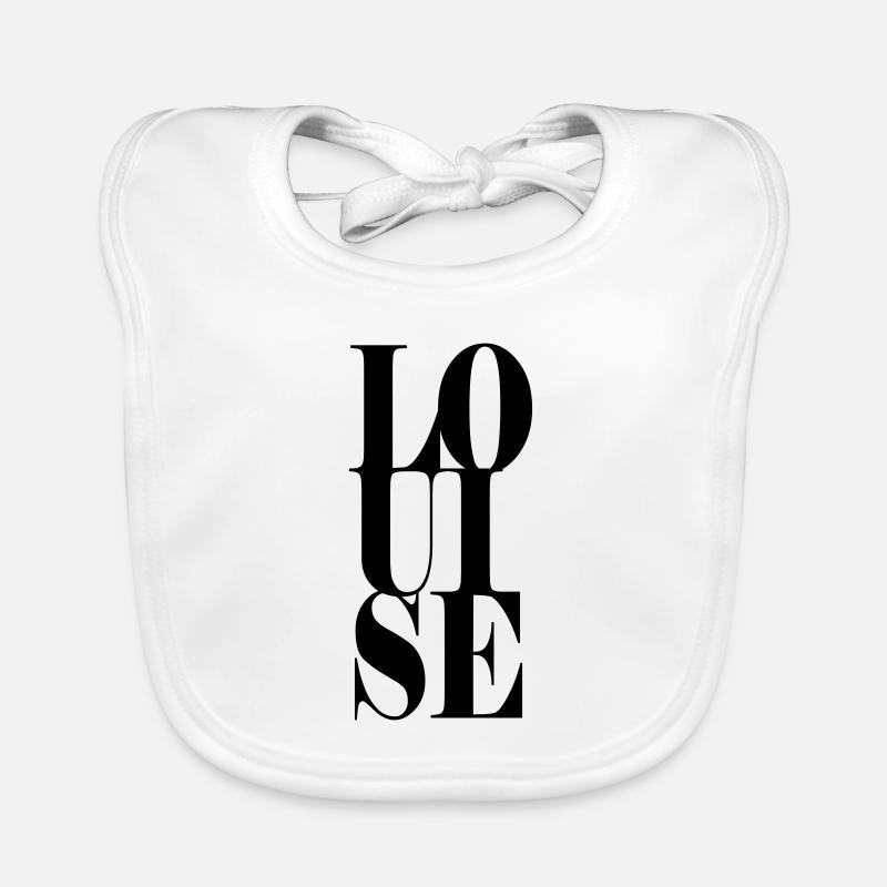 Louise Surname First name Modern font Word Art Organic Baby Bibs