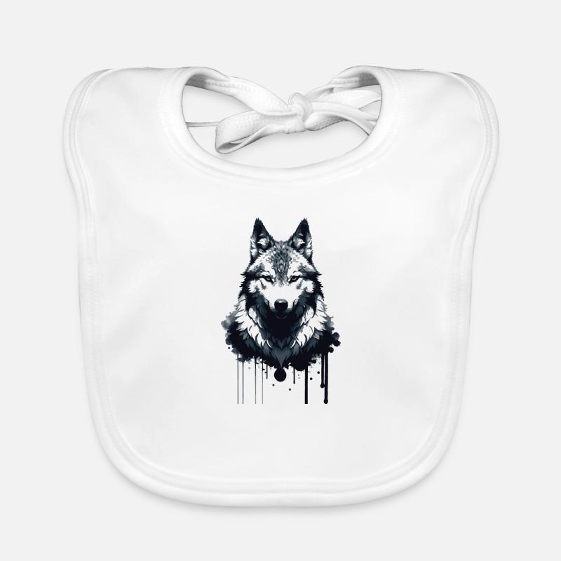 wolf,tinte,malerei,front,graffiti,schwarz Baby Bio-Lätzchen