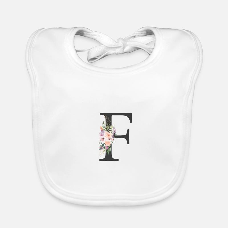 Buchstabe F, Monogramm, Blumen Baby Bio-Lätzchen