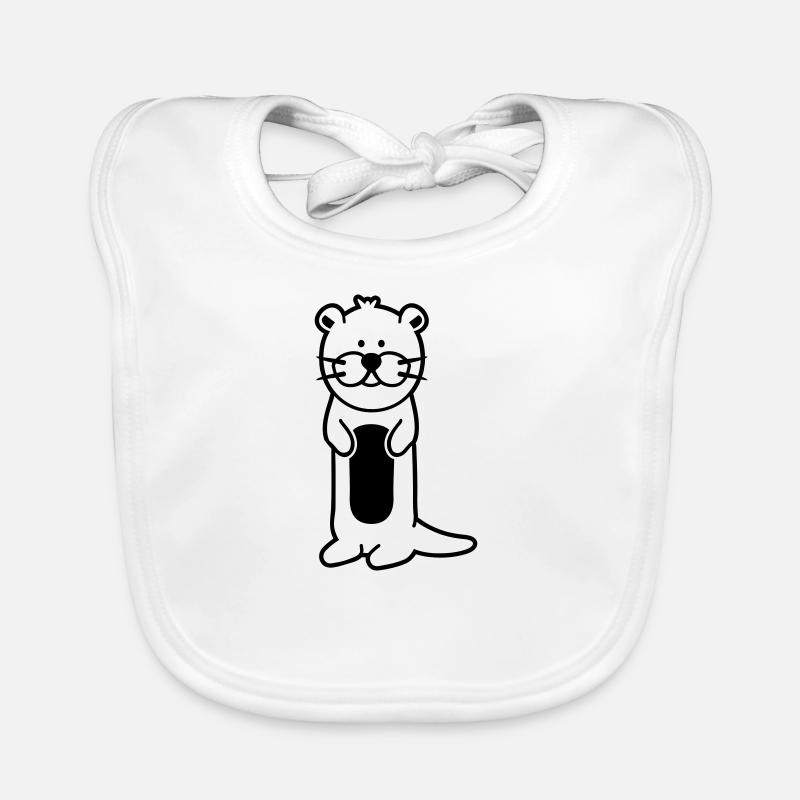 loutre - Bavoir bio Bébé - blanc