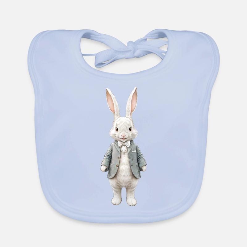 Lapin mignon blanc 1 Bavoir bio Bébé