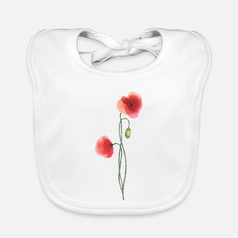 Blume: roter Mohn Baby Bio-Lätzchen