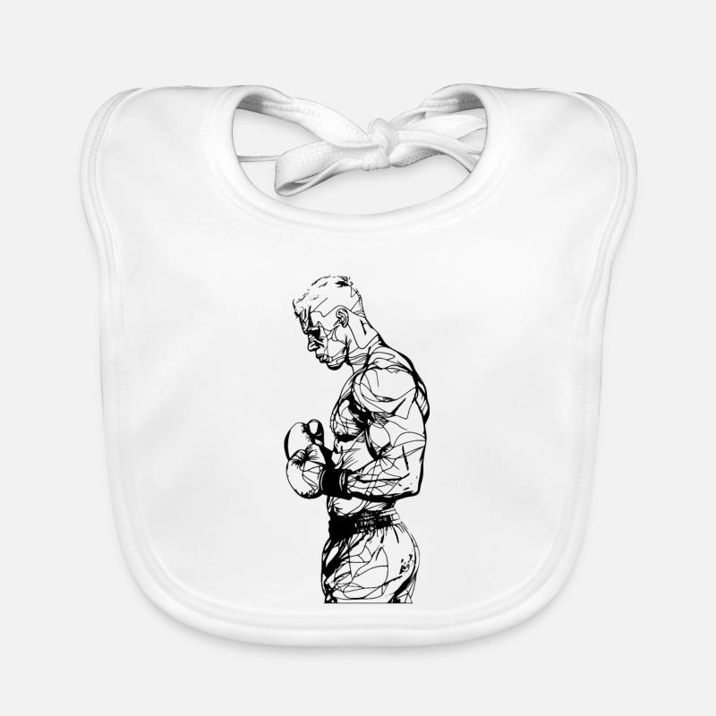 Boxer Drawing Organic Baby Bibs