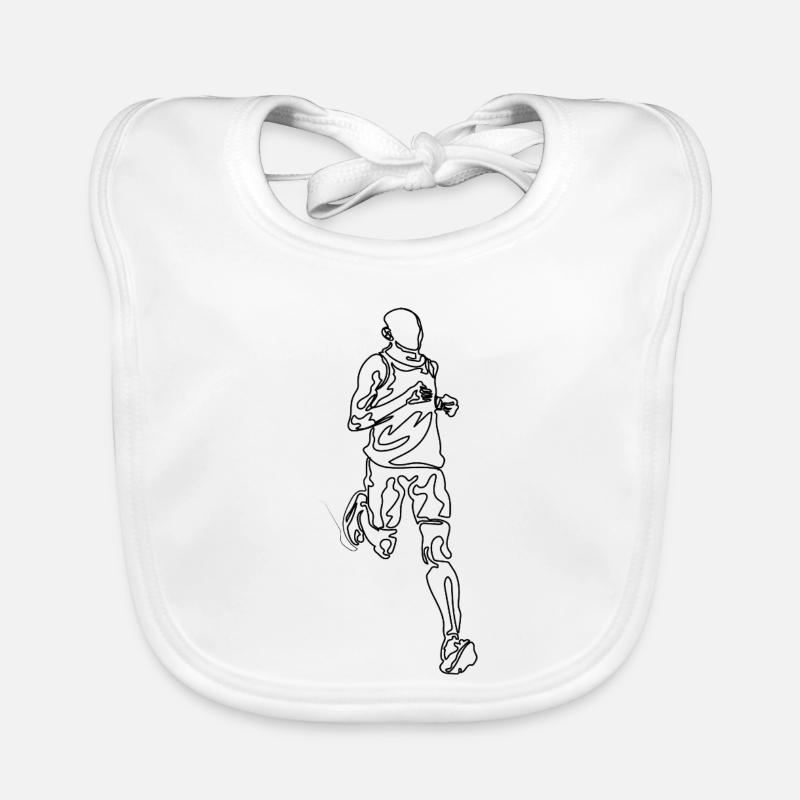 running man single line doodle drawing Organic Baby Bibs