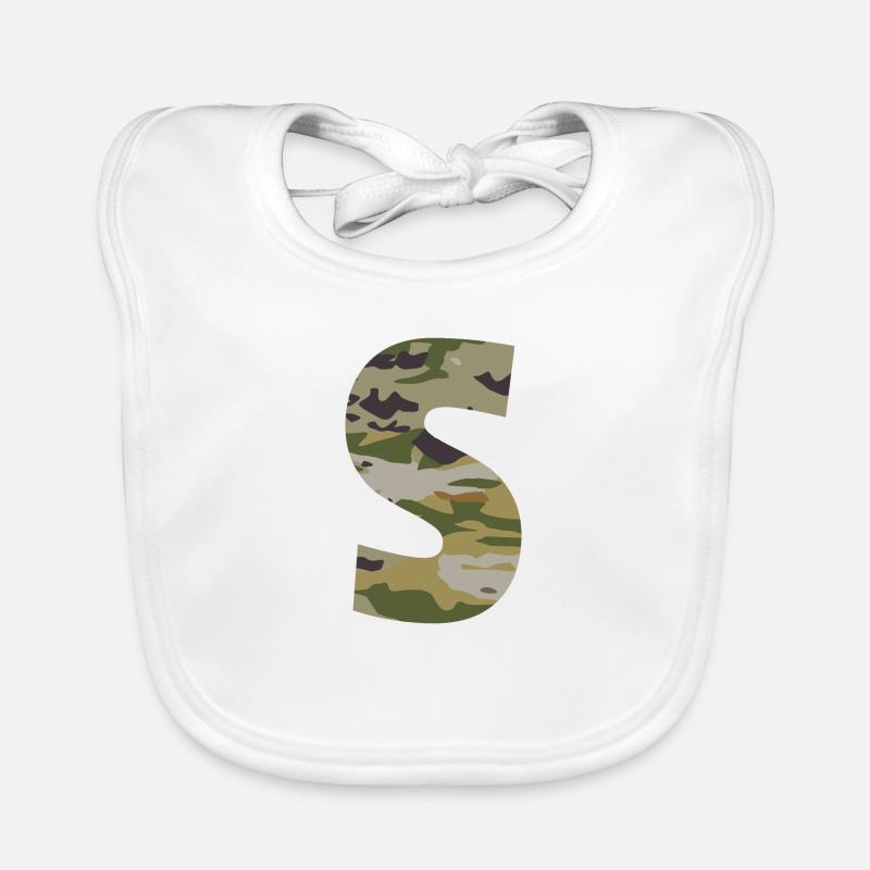 Lettre de camouflage S - Bavoir bio Bébé - blanc