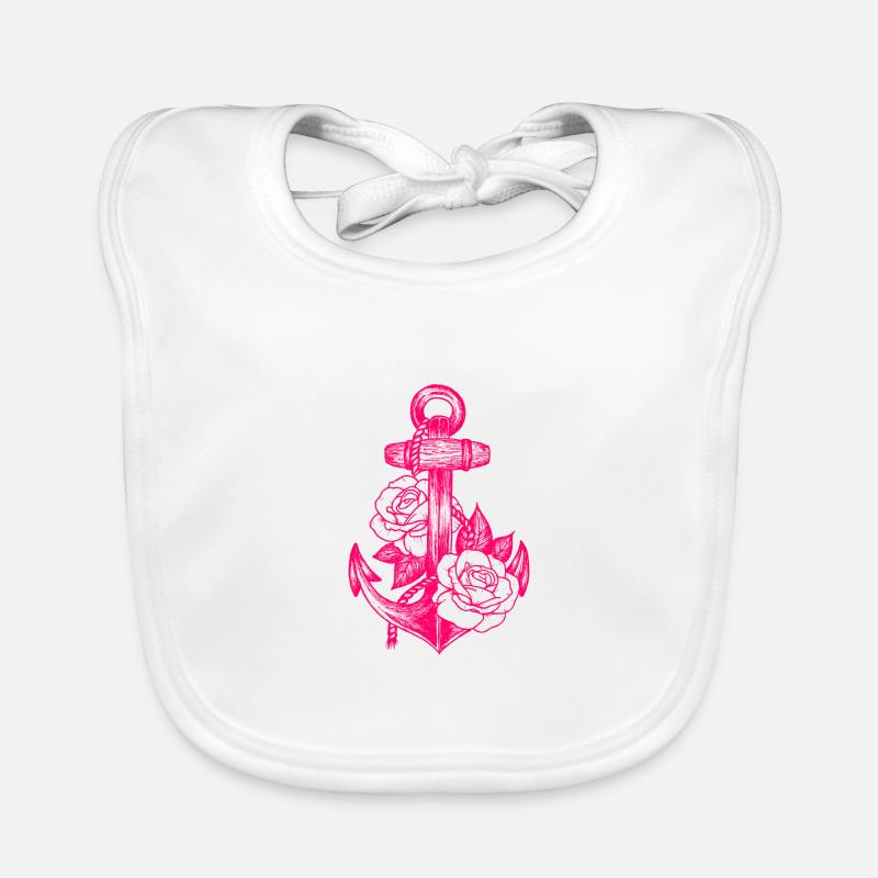 Anker und Rosen (rosa) Baby Bio-Lätzchen