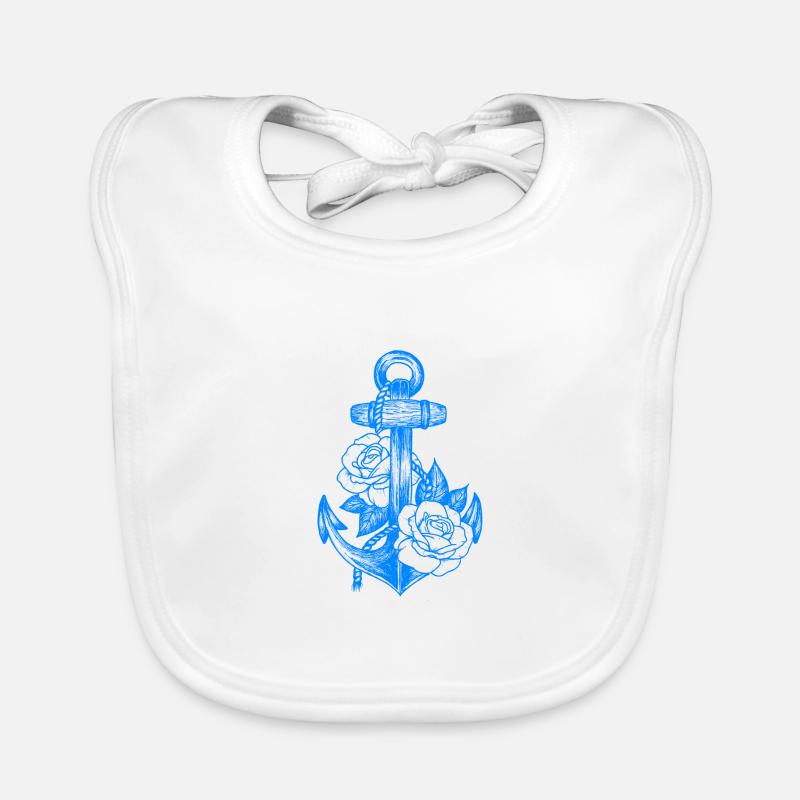 Anchors and roses (light blue) Organic Baby Bibs