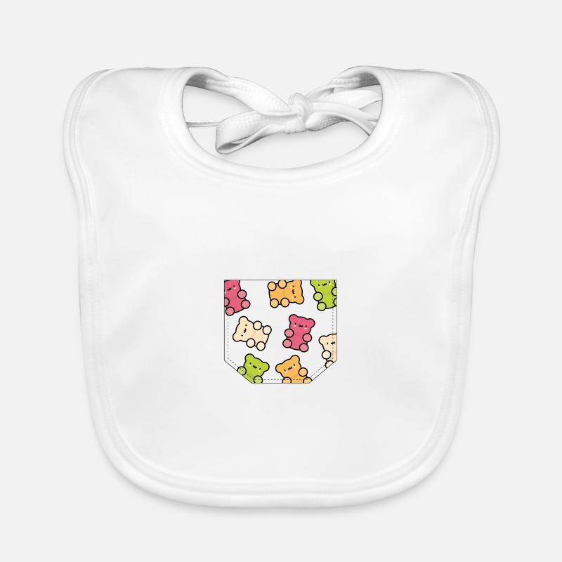 Brusttasche Gummibärchen Geschenk Idee Baby Bio-Lätzchen
