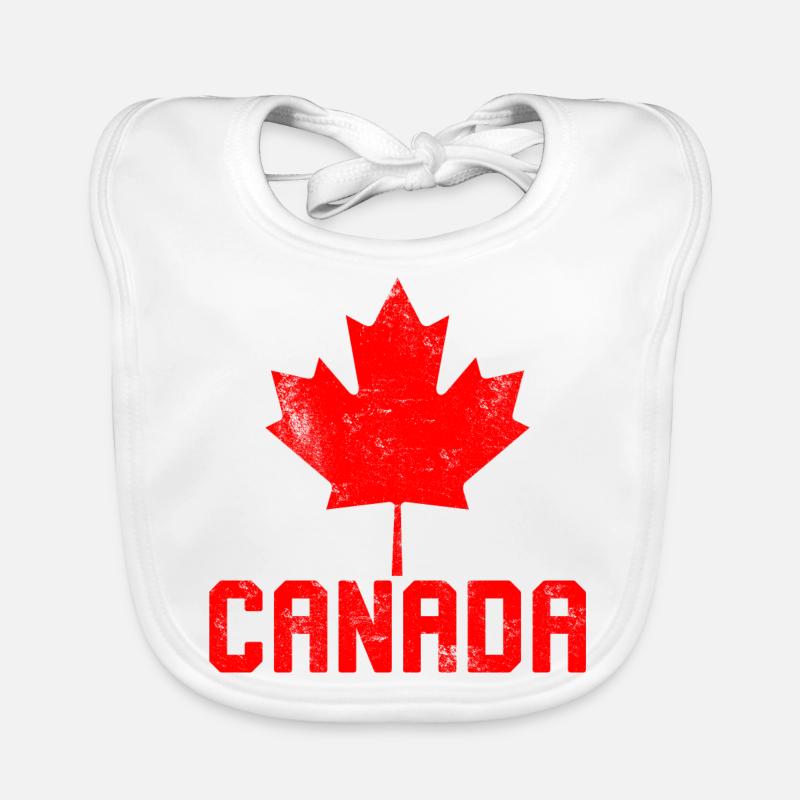 Maple Leaf Flag Canada - Organic Baby Bibs - white