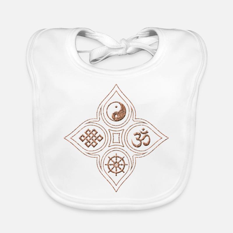 Yin Yang Steinrelief mit Om Dharmachakra Knoten Baby Bio-Lätzchen