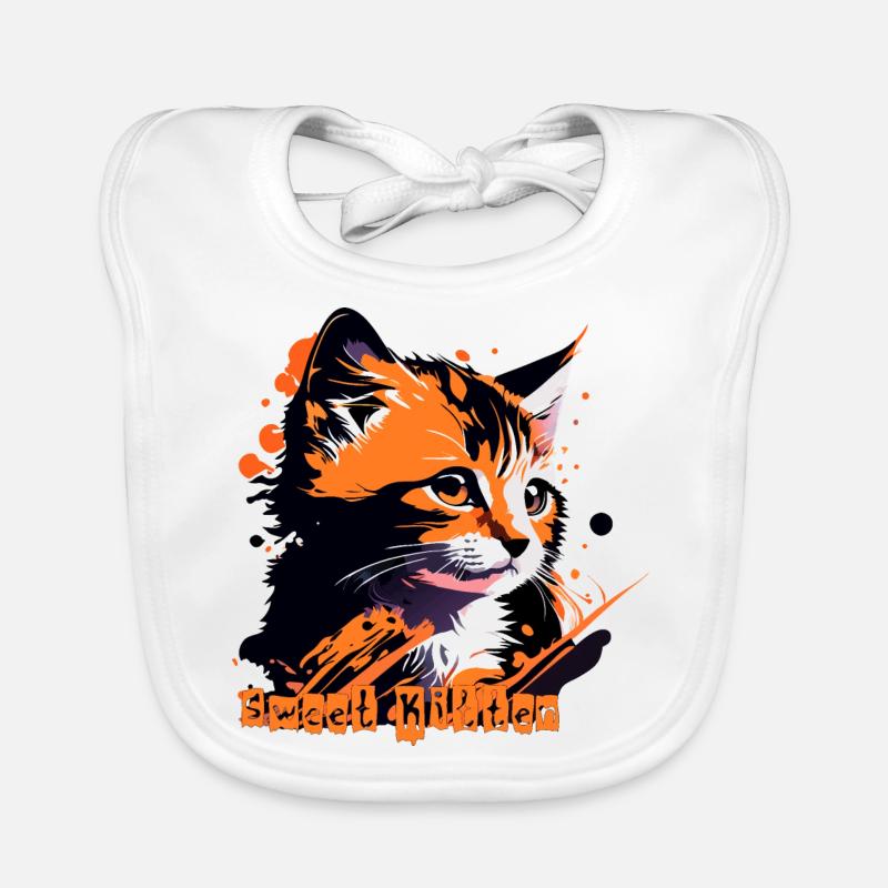 little kitten, cat tabby Organic Baby Bibs