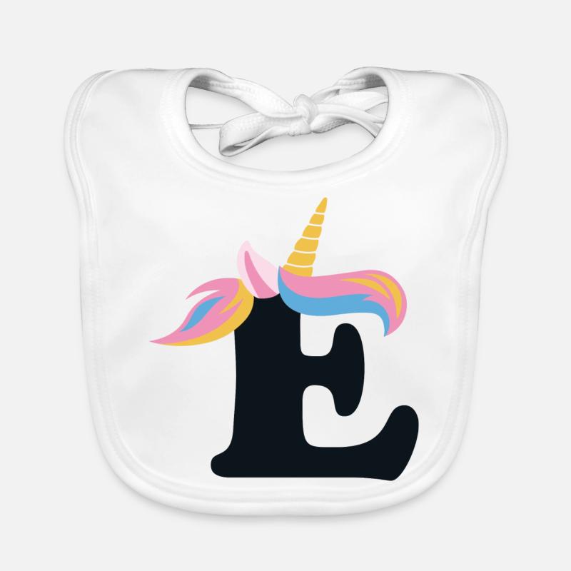 Licorne lettre arc-en-ciel Style « E » | Être unique Bavoir bio Bébé
