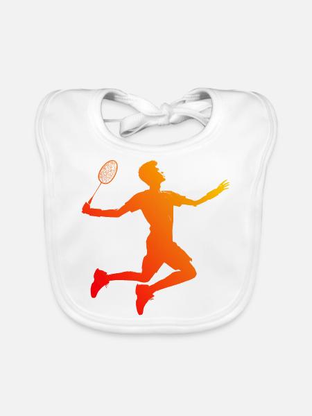 Badminton Squash Damen Badmintonspieler Herren - Baby Bio-Lätzchen - Weiß - Vorne