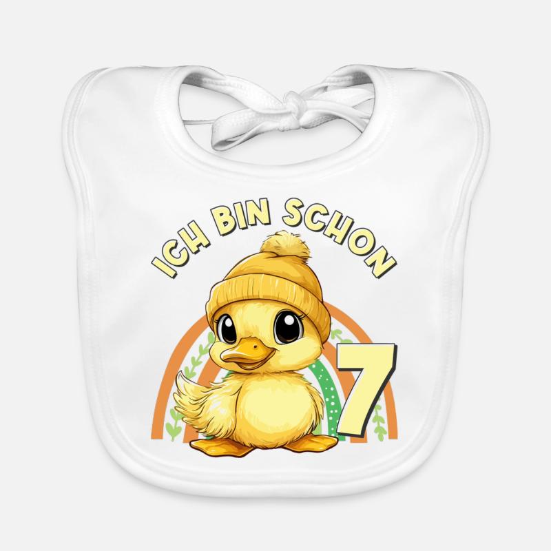 7ème anniversaire canard arc-en-ciel mignon mignon Bavoir bio Bébé