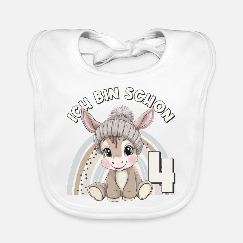 4ème anniversaire âne arc-en-ciel mignon mignon Bavoir bio Bébé