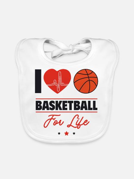 I love basketball for life - Organic Baby Bibs - white - Front