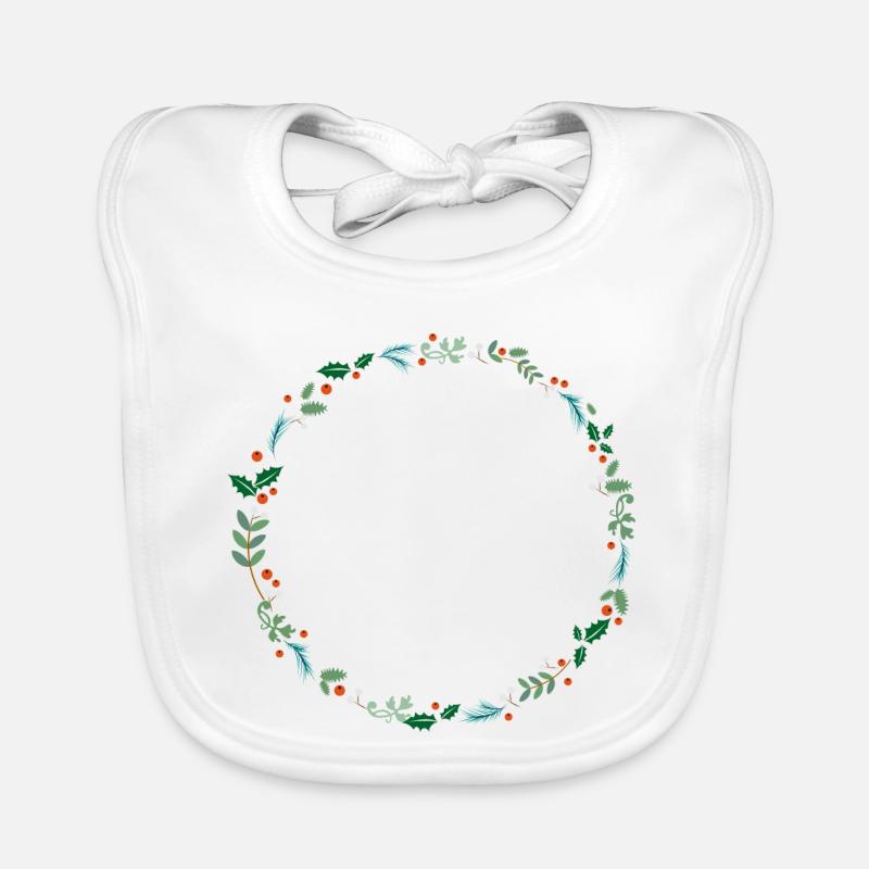 An evergreen wreath Organic Baby Bibs