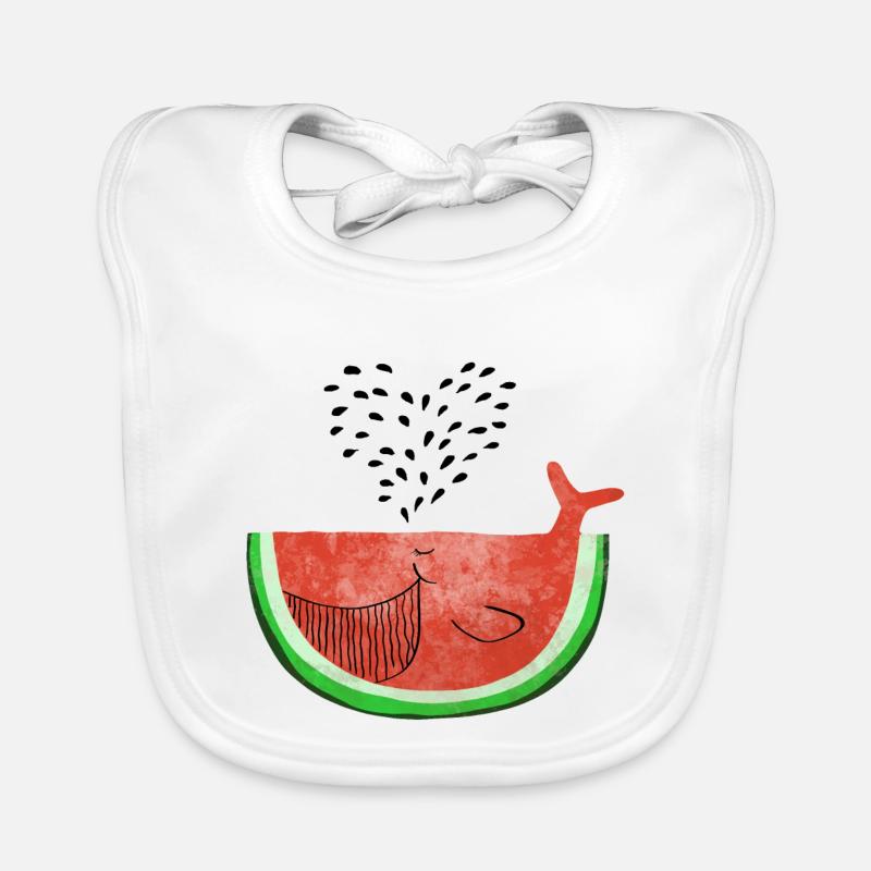 Pastèque Wal - melon Walvis - Fruit -Love - Bavoir bio Bébé - blanc