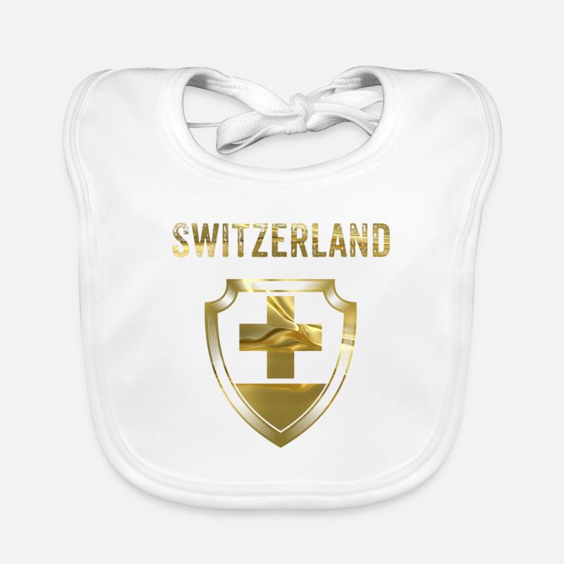 Suisse - Suisse - Bavoir bio Bébé - blanc