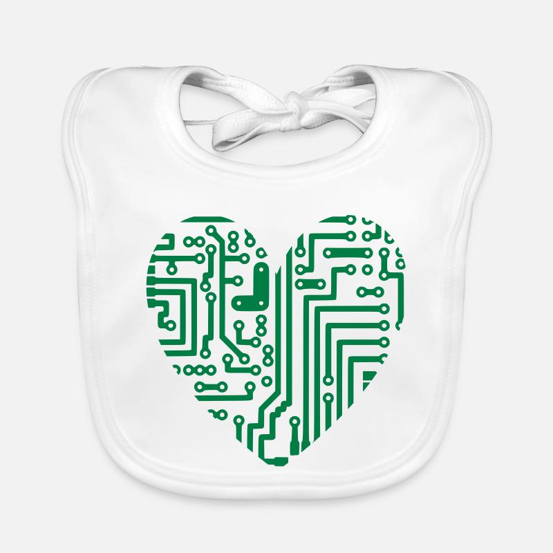 Computer Heart Organic Baby Bibs