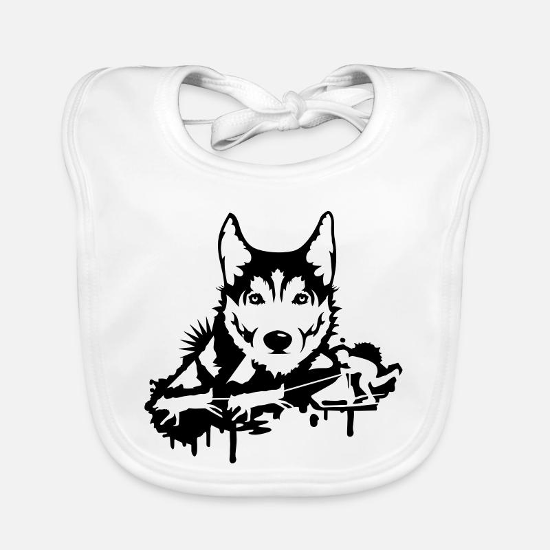 Une course de chien avec une tête husky Bavoir bio Bébé